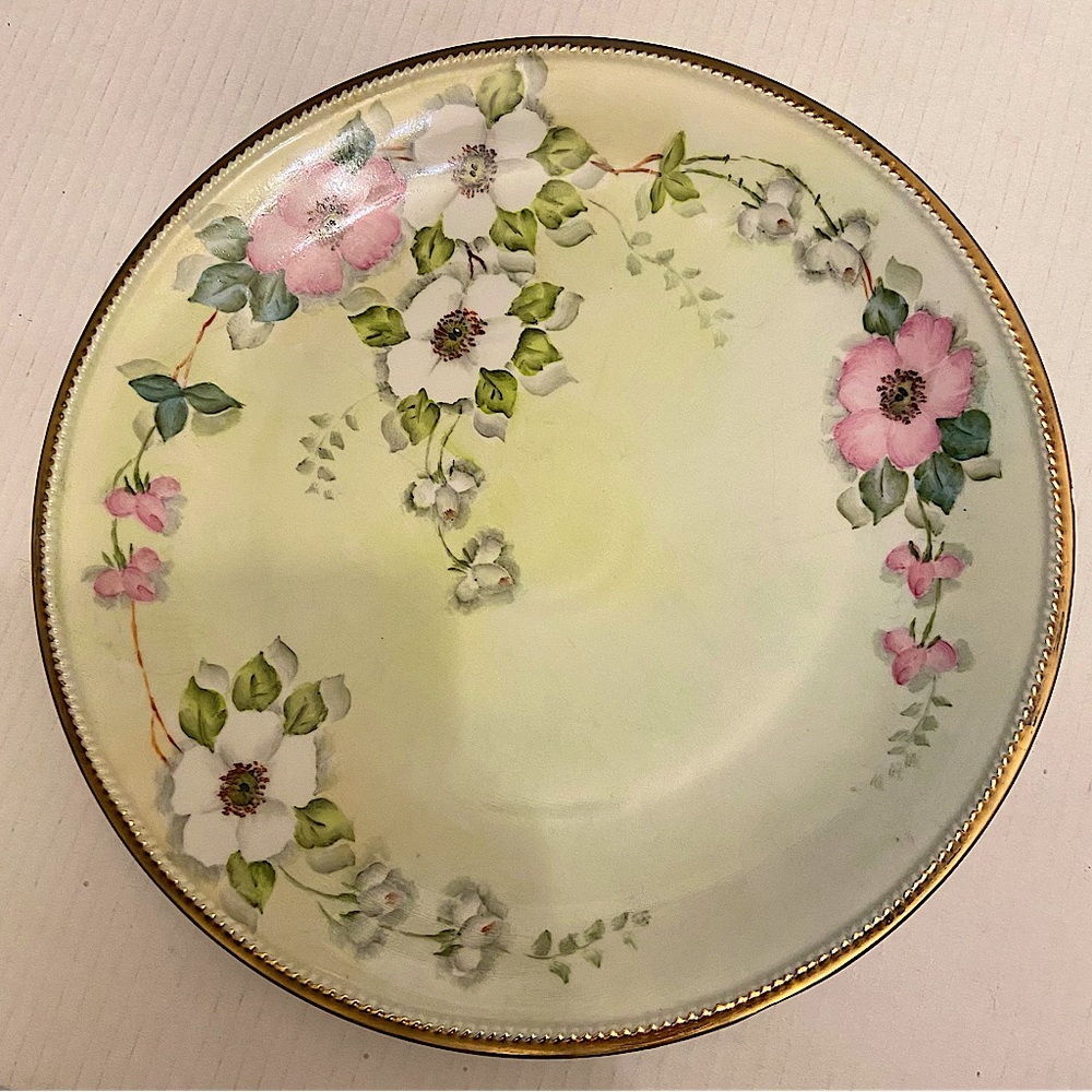 Vohenstrauss Johann Seltmann Bavaria Hand Painted Plate W/Pink White Roses Motif